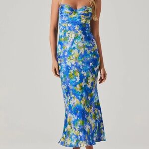 ASTR Florianne Floral Satin Maxi Dress